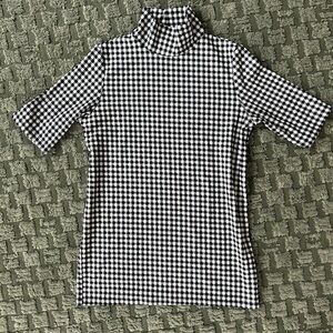 Hatch Made in USA Maternity Black and White Gingham Short Sleeve Top S/M